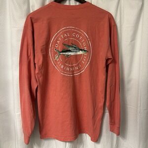 Coastal Cotton Flying Fish Long Sleeve Comfort Colors T Shirt Mens Medium EC